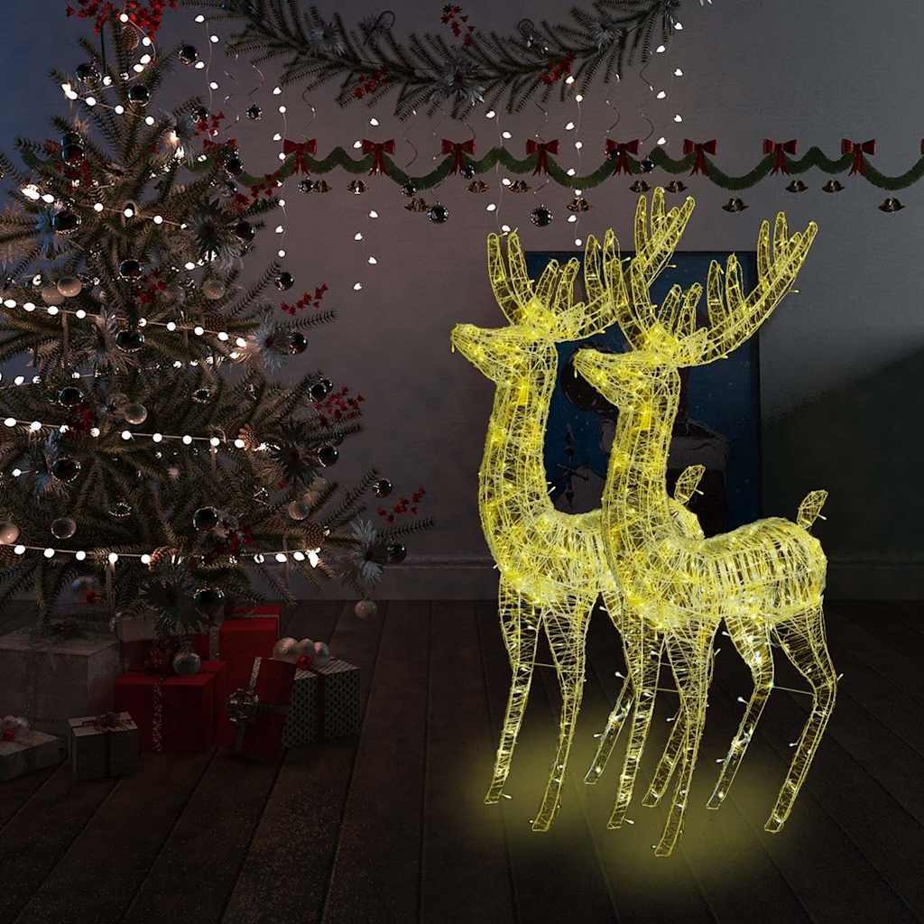 vidaXL Renifery z akrylu XXL, 2 szt., 250 ciepłych białych LED, 180 cm