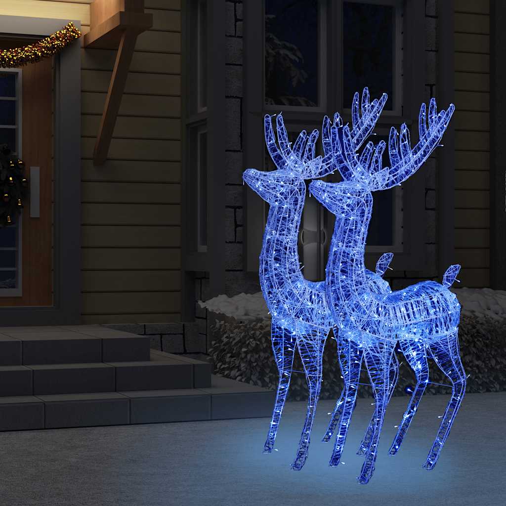 vidaXL Renifery z akrylu XXL, 2 szt., 250 niebieskich LED, 180 cm