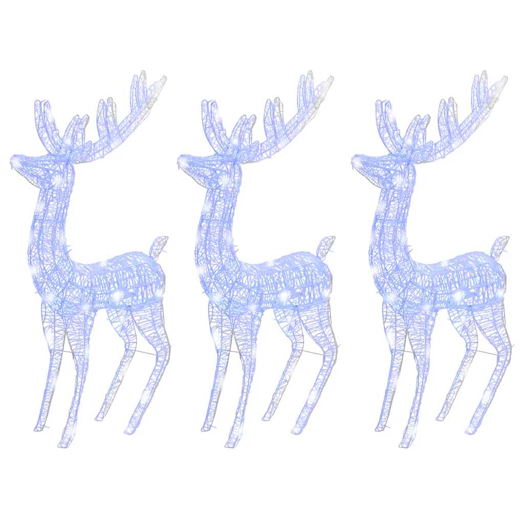 vidaXL Renifery z akrylu XXL, 3 szt., 250 niebieskich LED, 180 cm