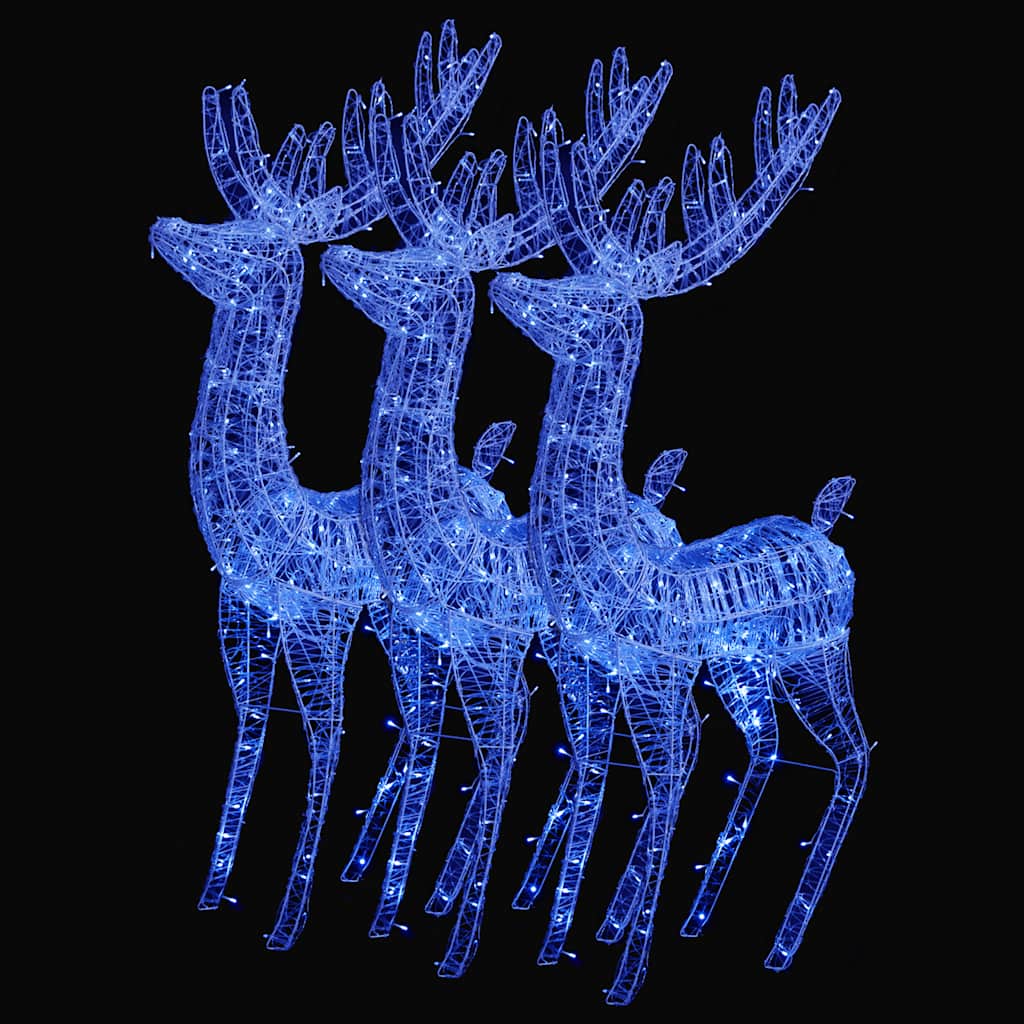 vidaXL Renifery z akrylu XXL, 3 szt., 250 niebieskich LED, 180 cm