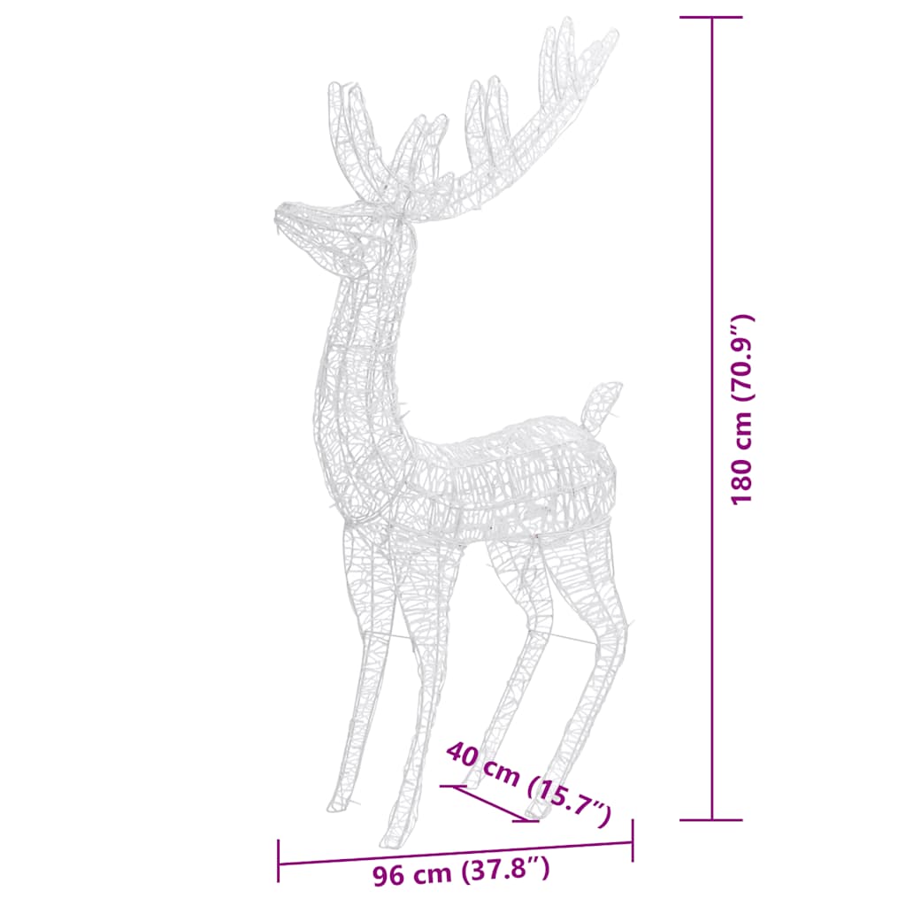 vidaXL Renifery z akrylu XXL, 3 szt., 250 niebieskich LED, 180 cm