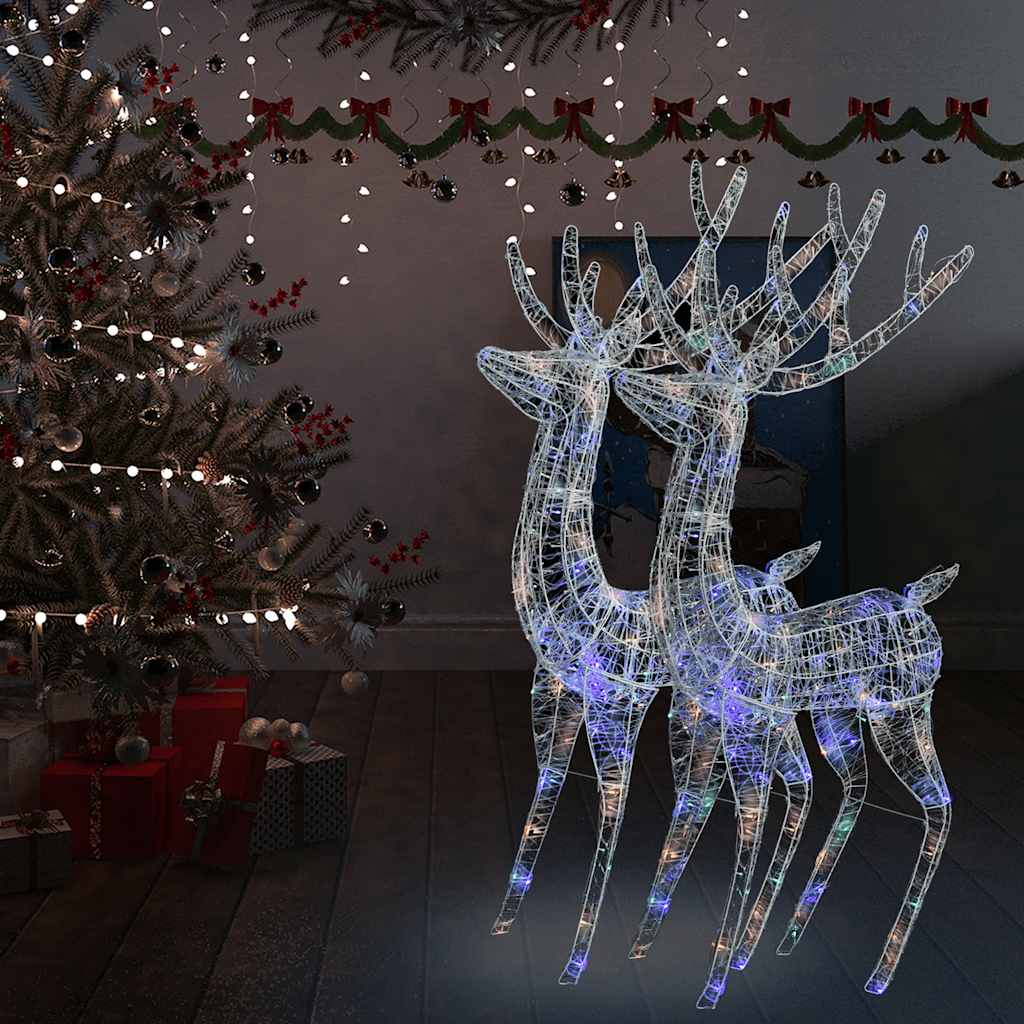 vidaXL Renifery z akrylu XXL, 2 szt., 250 kolorowych LED, 180 cm