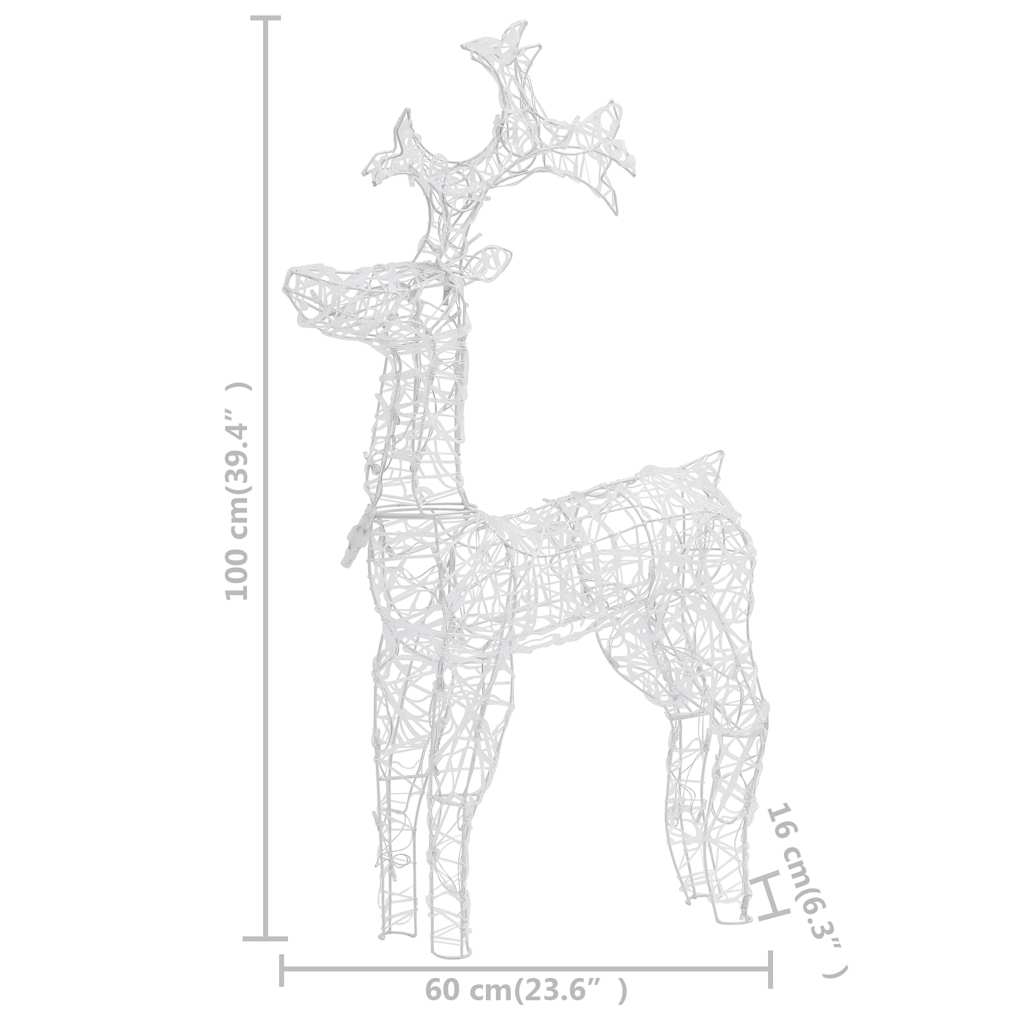 vidaXL Renifery ozdobne, 3 szt., 60x16x100 cm, akryl