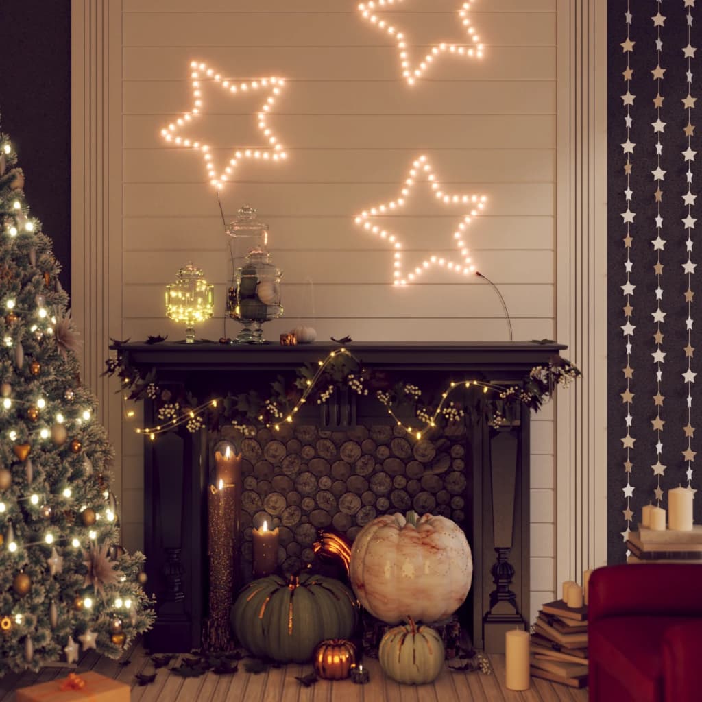 vidaXL Gwiazdy świąteczne, 48 ciepłych białych LED, 3 szt., 56 cm