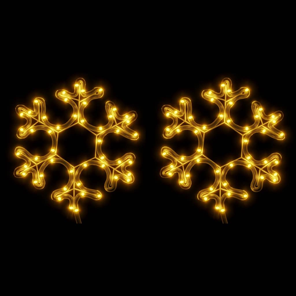 vidaXL Ozdobne śnieżynki z ciepłym białym światłem LED 2 szt. 27x27 cm