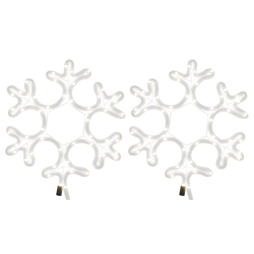vidaXL Ozdobne śnieżynki z ciepłym białym światłem LED 2 szt. 27x27 cm
