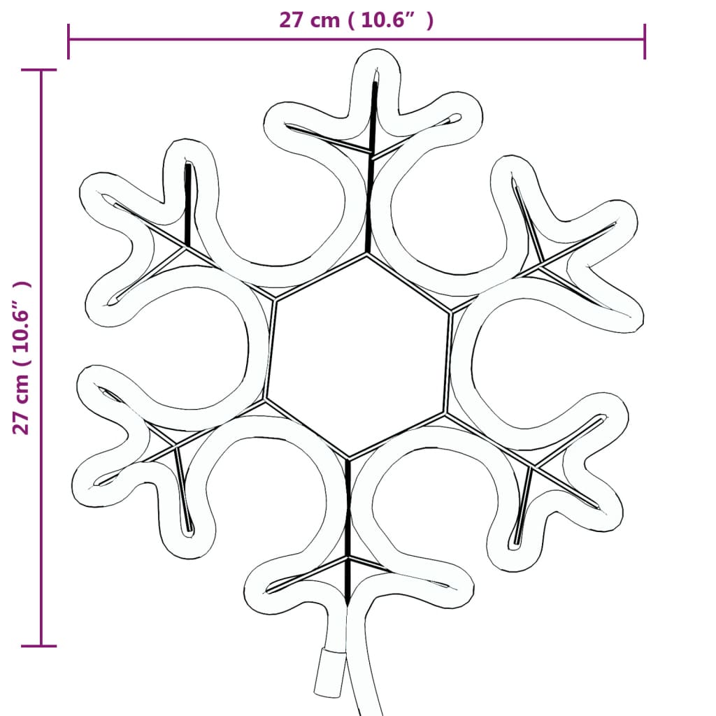 vidaXL Ozdobne śnieżynki, ciepłe białe światło LED, 3 szt., 27x27 cm