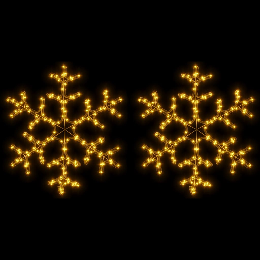 vidaXL Ozdobne śnieżynki, ciepłe białe światło LED, 2 szt., 59x59 cm