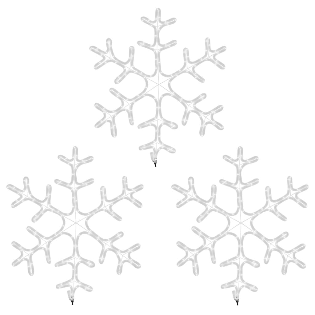 vidaXL Ozdobne śnieżynki, ciepłe białe światło LED, 3 szt., 59x59 cm