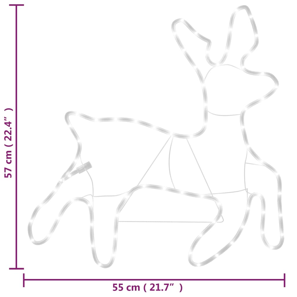 vidaXL Renifery ozdobne, ciepłe białe światło LED 3 szt., 57x55x4,5 cm
