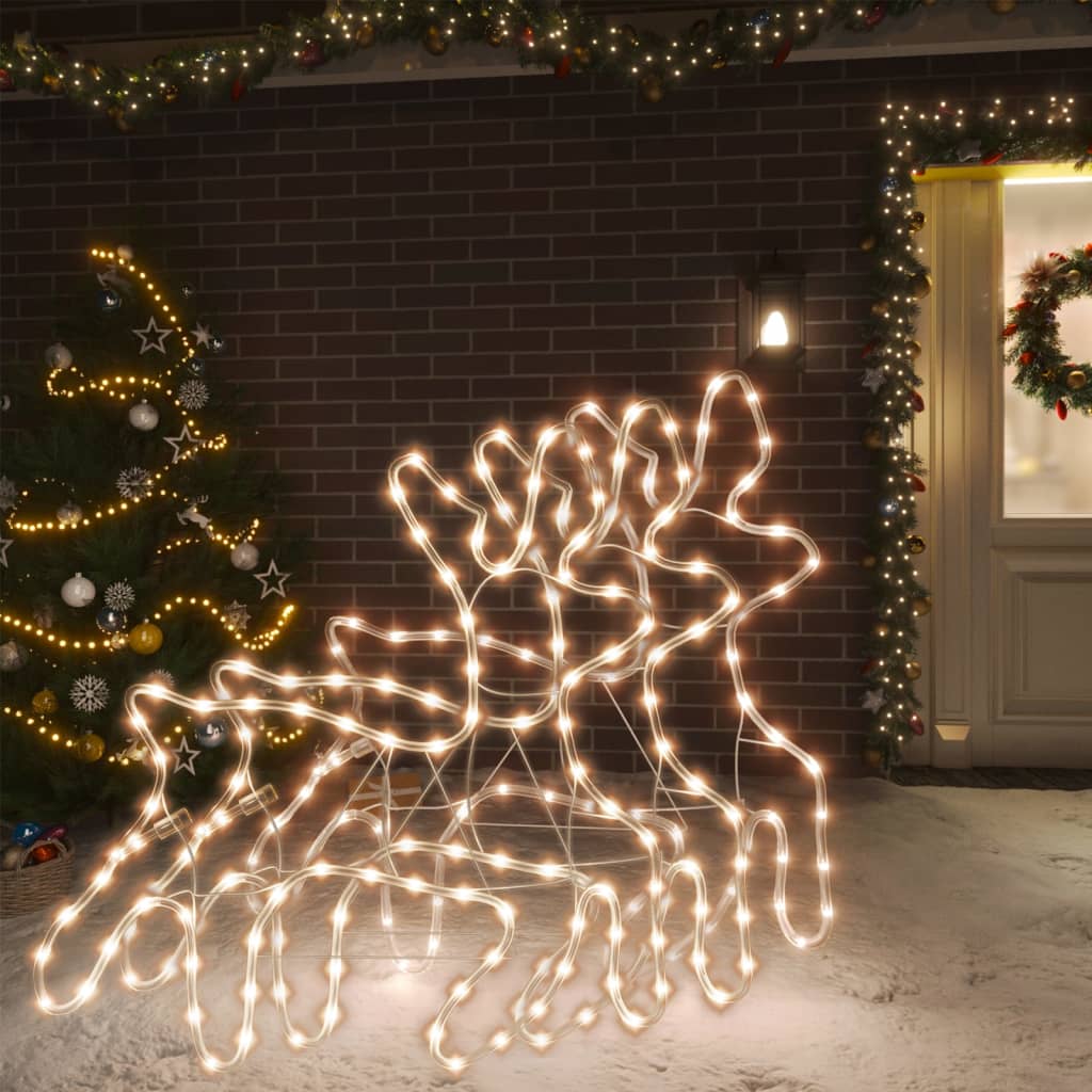 vidaXL Renifery ozdobne, ciepłe białe światło LED 3 szt., 57x55x4,5 cm