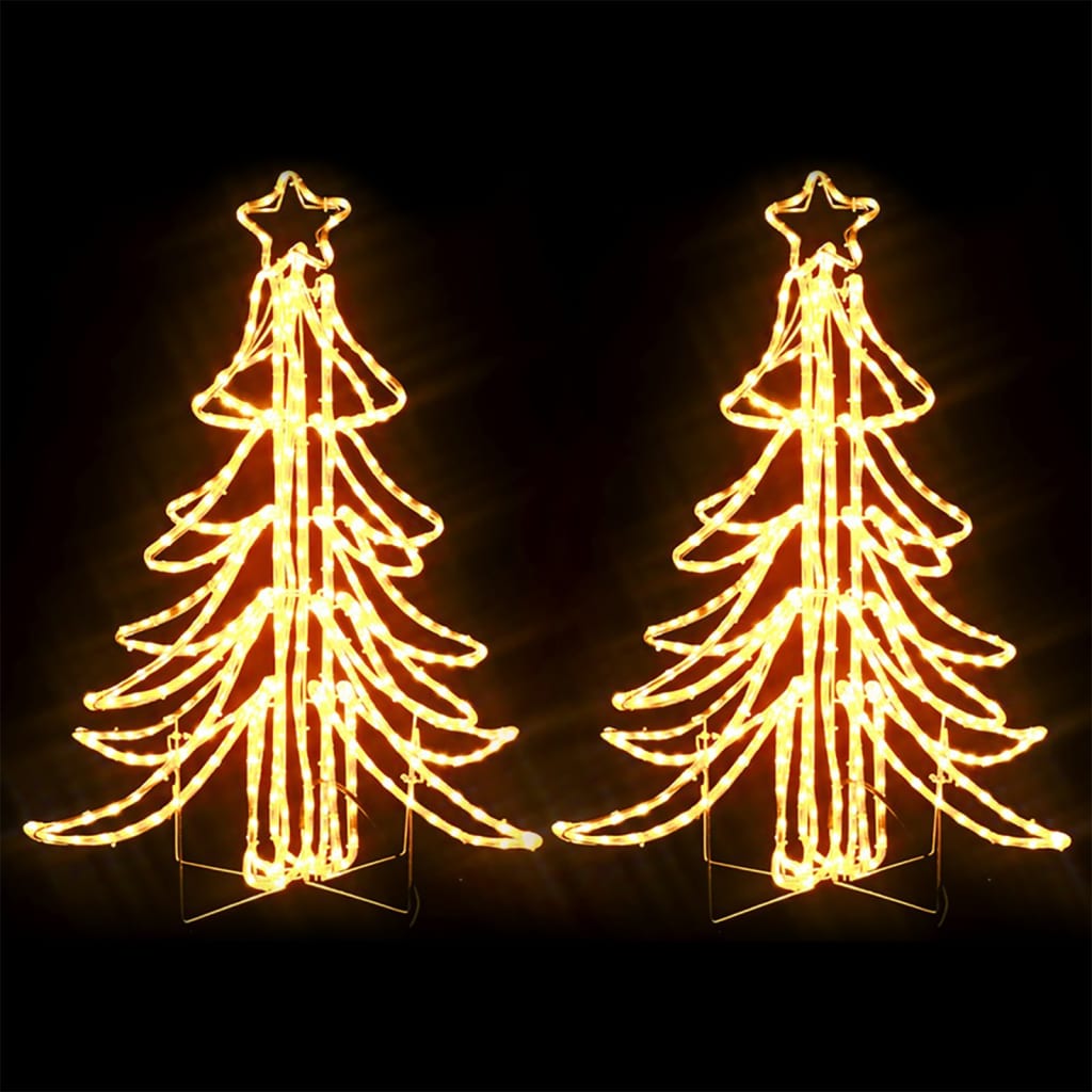 vidaXL Składane choinki z ciepłym białym LED, 2 szt., 87x87x93 cm
