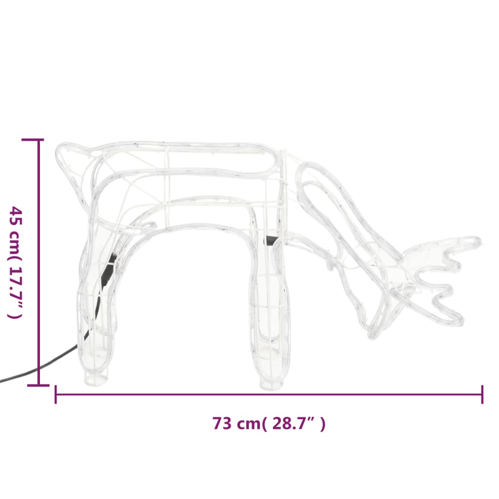 vidaXL Renifery ozdobne z ciepłym białym LED, 3 szt., 73x31x45 cm