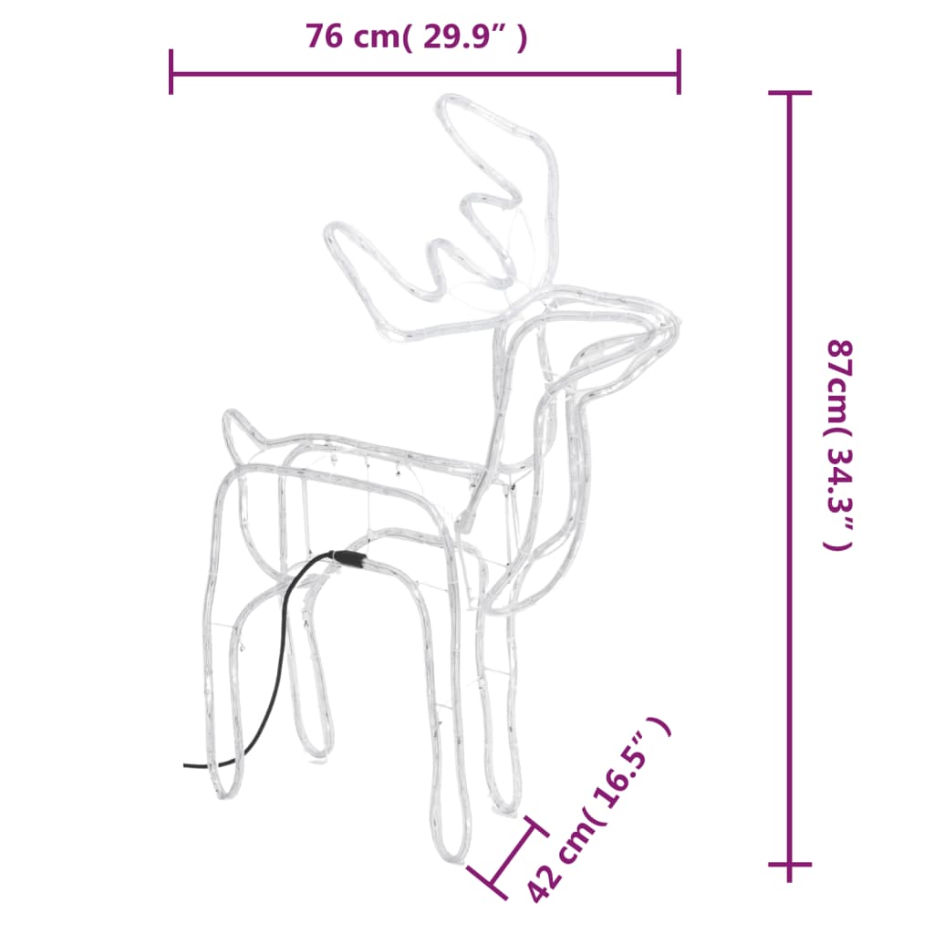 vidaXL Renifery ozdobne z zimnym białym LED, 2 szt., 76x42x87 cm