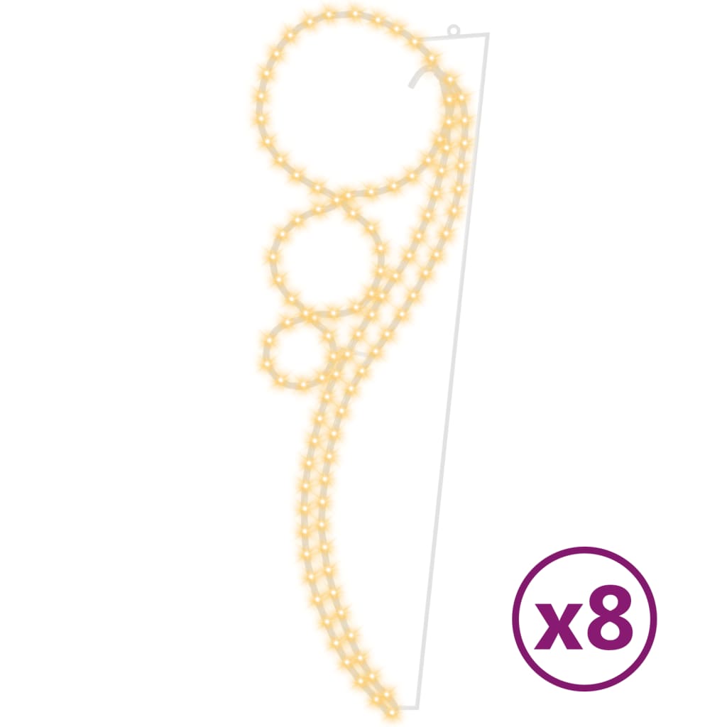 vidaXL Lampki w kształcie obręczy, 8 szt., ciepła biel 111,5x35x4,5 cm
