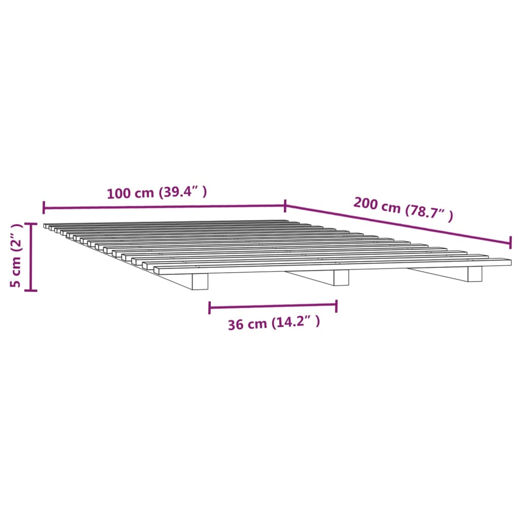 vidaXL Rama łóżka, biała, 100 x 200 cm, lite drewno sosnowe