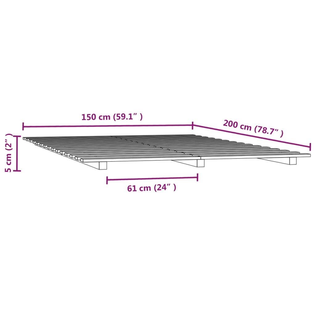 vidaXL Rama łóżka, biała, 150x200 cm, lite drewno sosnowe
