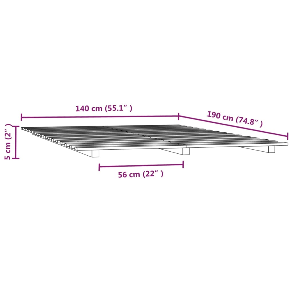 vidaXL Rama łóżka, biała, 140 x 190 cm, lite drewno sosnowe