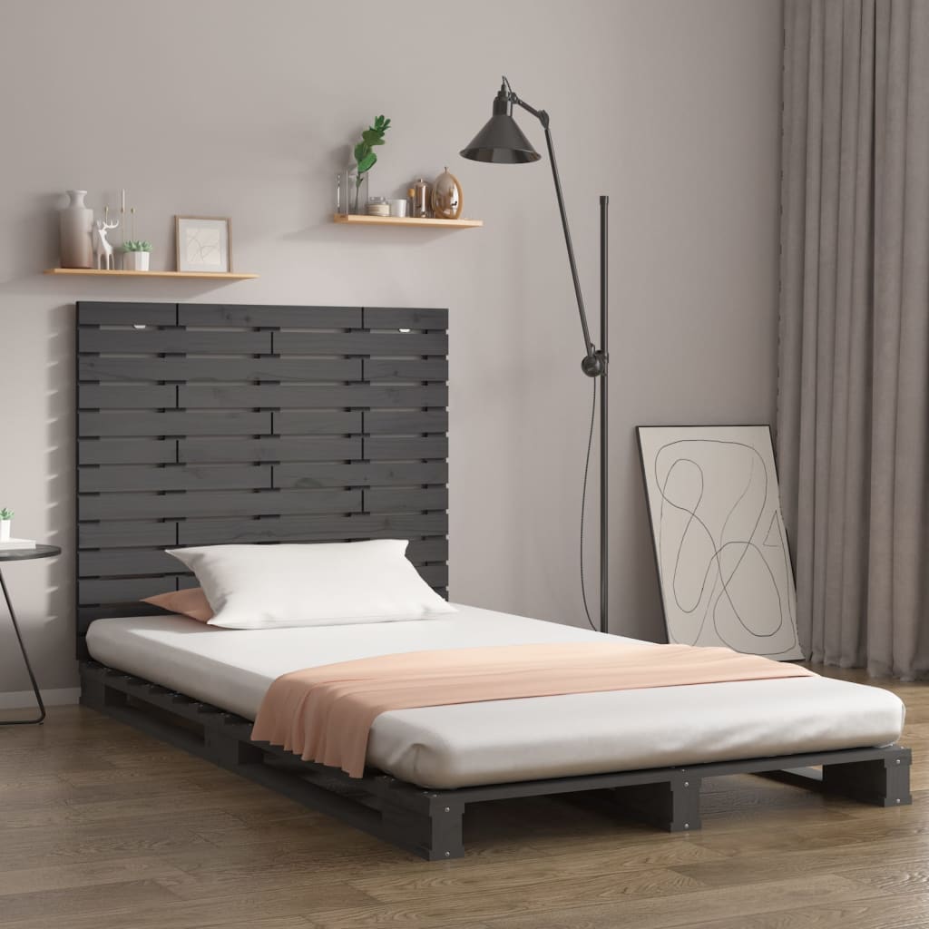 vidaXL Wezgłowie łóżka, szare, 106x3x91,5 cm, lite drewno sosnowe