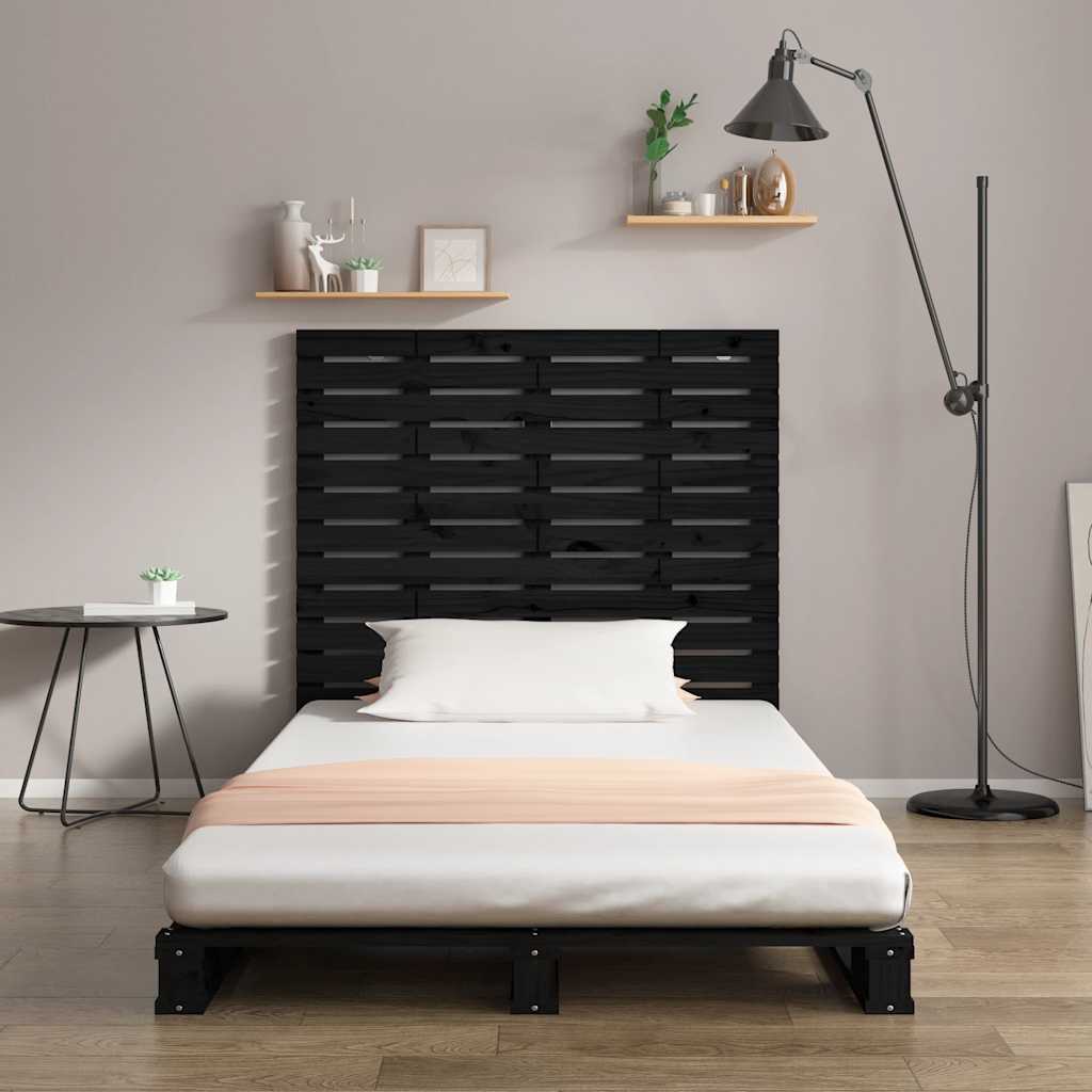 vidaXL Wezgłowie łóżka, czarne, 96x3x91,5 cm, lite drewno sosnowe