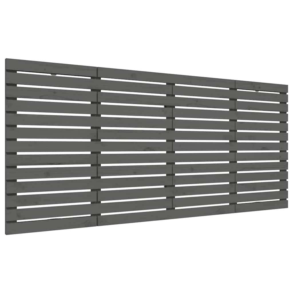 vidaXL Wezgłowie łóżka, szare, 156x3x91,5 cm, lite drewno sosnowe