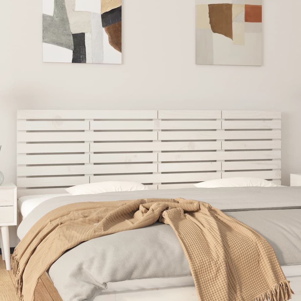 vidaXL Wezgłowie łóżka, białe, 206x3x63 cm, lite drewno sosnowe