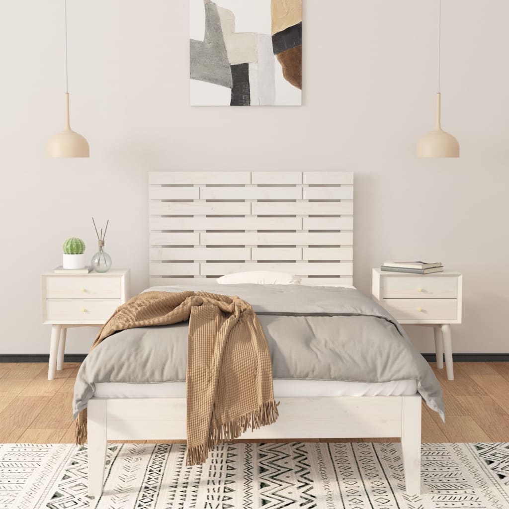 vidaXL Wezgłowie łóżka, białe, 96x3x63 cm, lite drewno sosnowe