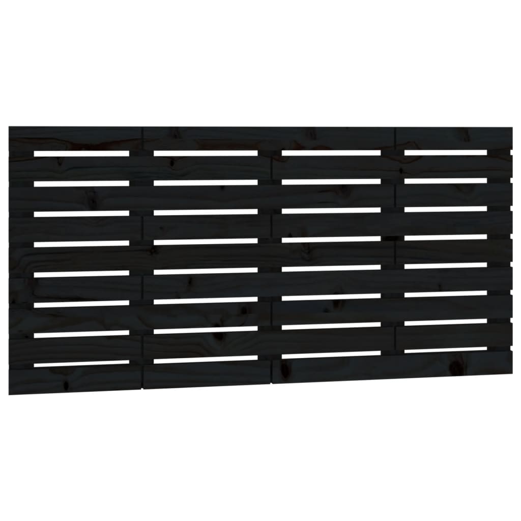 vidaXL Wezgłowie łóżka, czarne, 126x3x63 cm, lite drewno sosnowe