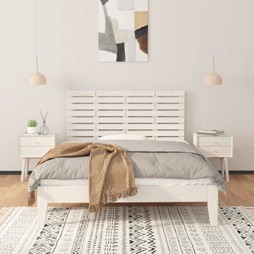 vidaXL Wezgłowie łóżka, białe, 146x3x63 cm, lite drewno sosnowe