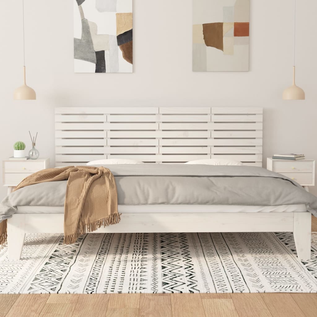 vidaXL Wezgłowie łóżka, białe, 166x3x63 cm, lite drewno sosnowe