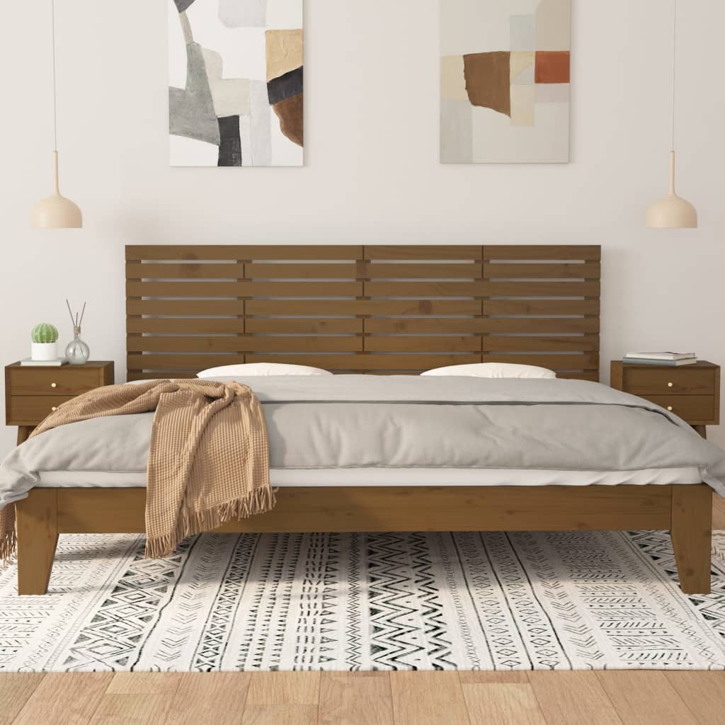 vidaXL Wezgłowie łóżka, miodowy brąz, 166x3x63 cm, lite drewno sosnowe