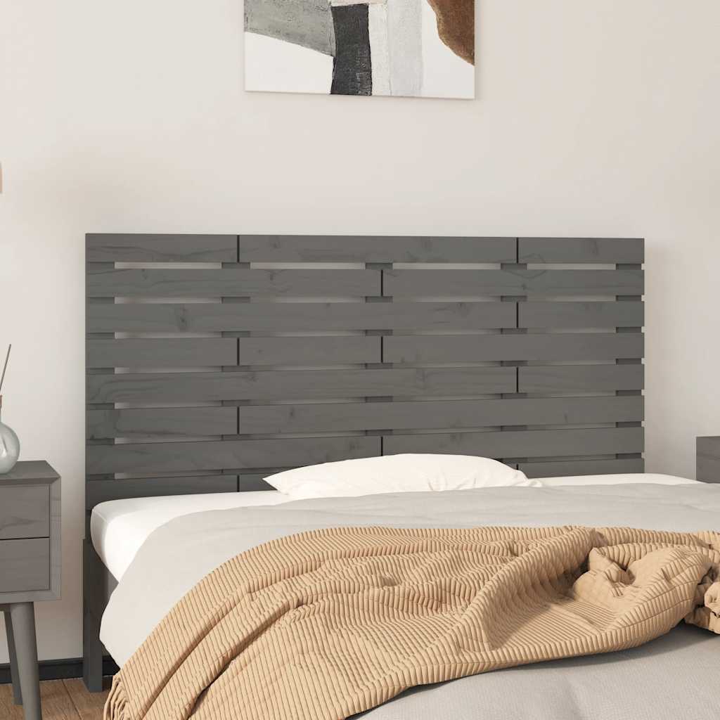 vidaXL Wezgłowie łóżka, szare, 141x3x63 cm, lite drewno sosnowe
