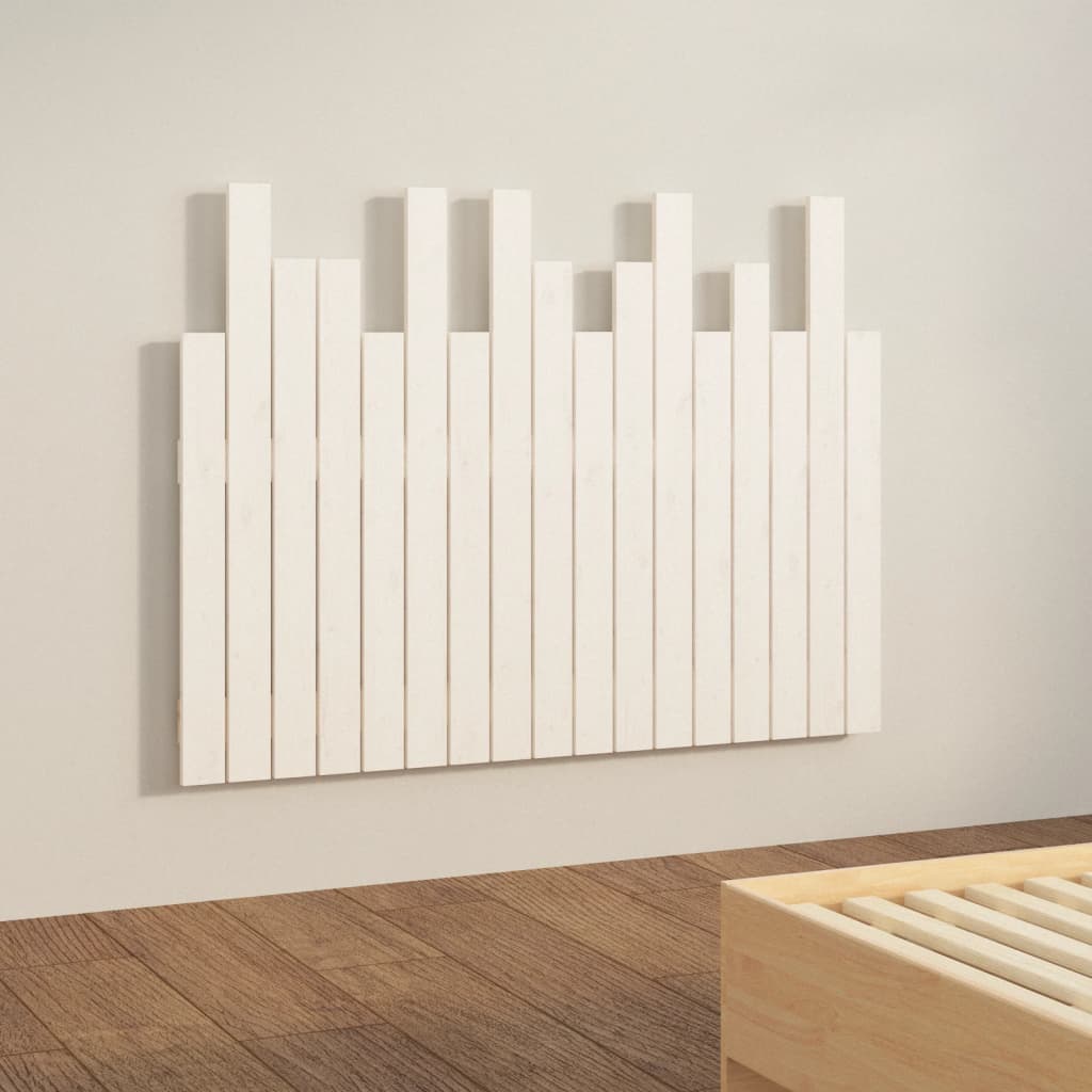 vidaXL Wezgłowie łóżka, białe, 108x3x80 cm, lite drewno sosnowe