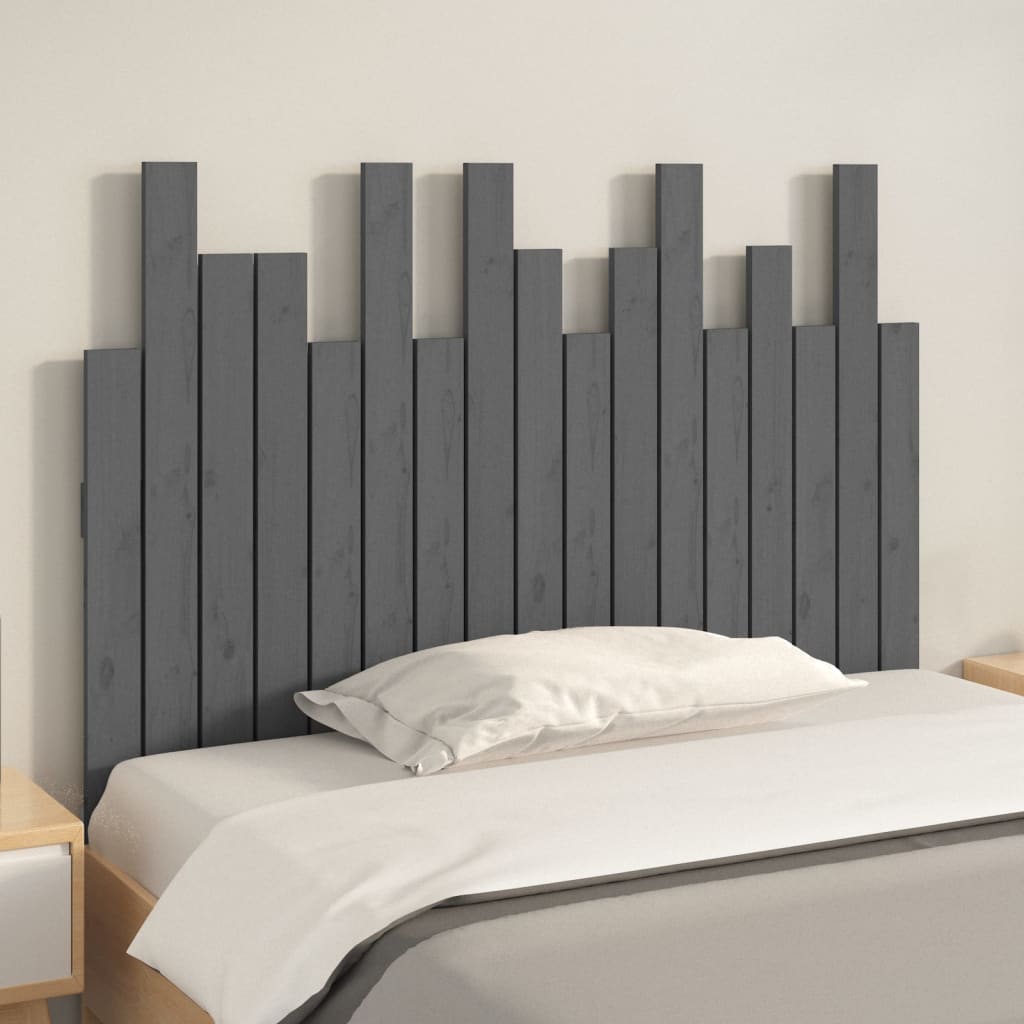 vidaXL Wezgłowie łóżka, szare, 108x3x80 cm, lite drewno sosnowe
