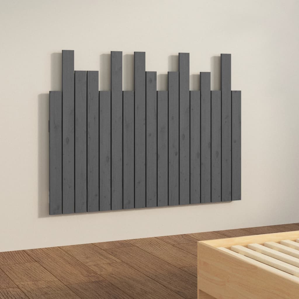 vidaXL Wezgłowie łóżka, szare, 108x3x80 cm, lite drewno sosnowe