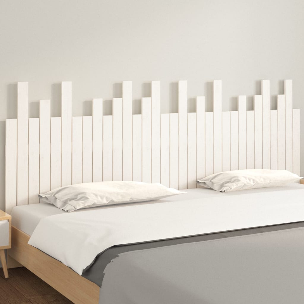 vidaXL Wezgłowie łóżka, białe, 204x3x80 cm, lite drewno sosnowe