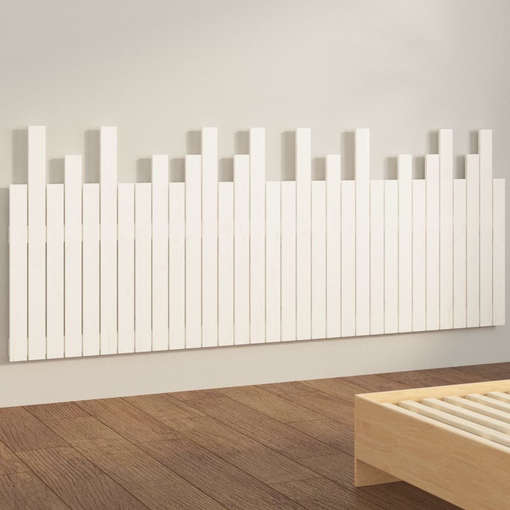 vidaXL Wezgłowie łóżka, białe, 204x3x80 cm, lite drewno sosnowe