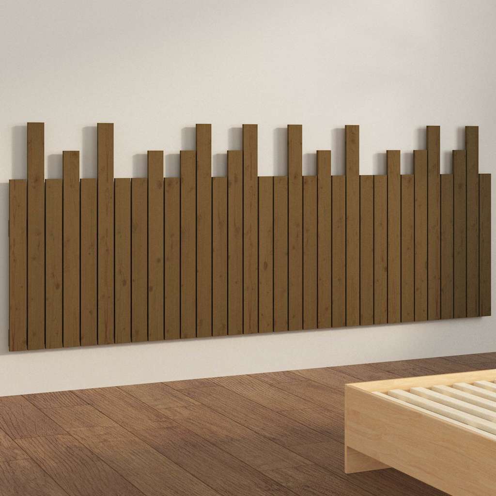vidaXL Wezgłowie łóżka, miodowy brąz, 204x3x80 cm, lite drewno sosnowe