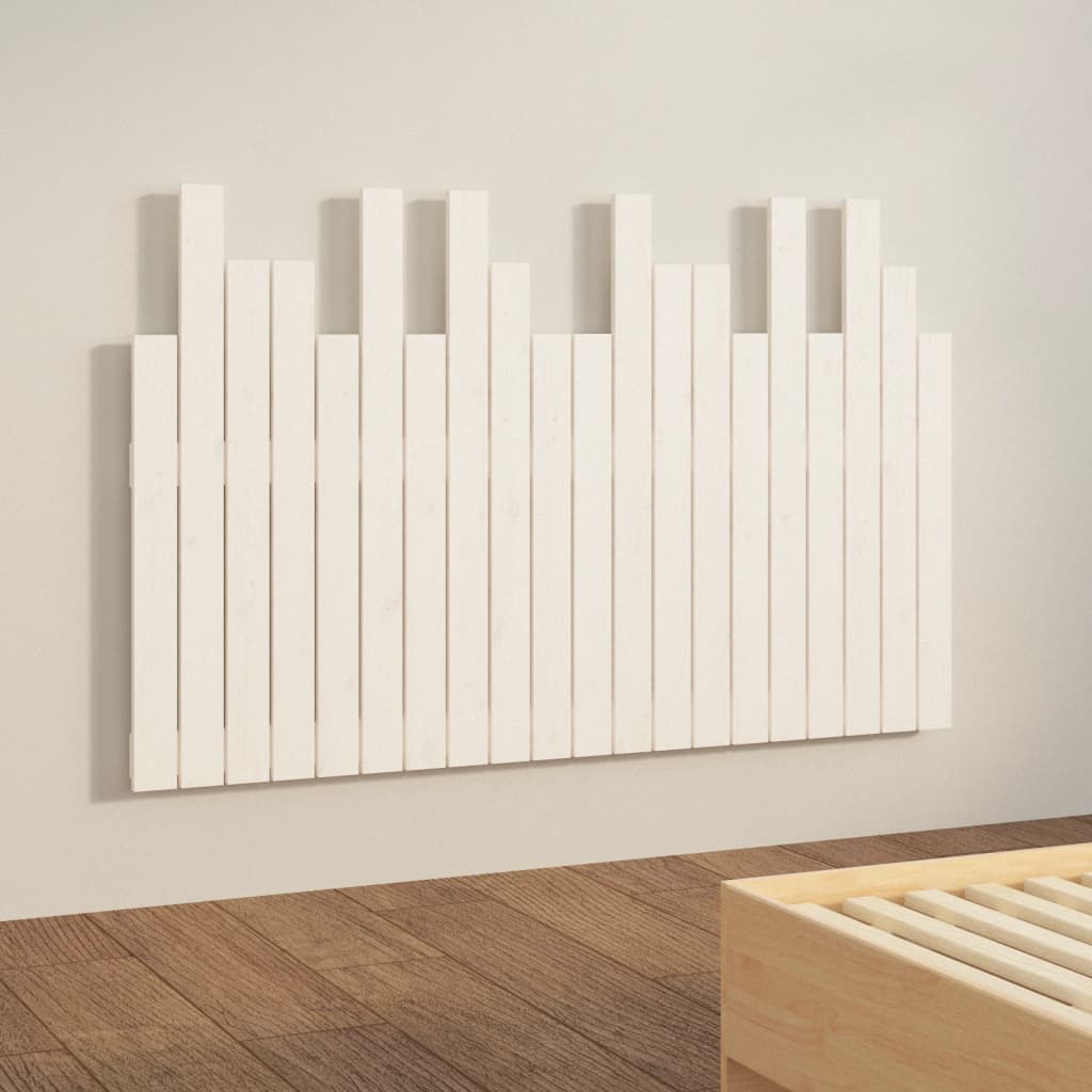vidaXL Wezgłowie łóżka, białe, 127,5x3x80 cm, lite drewno sosnowe