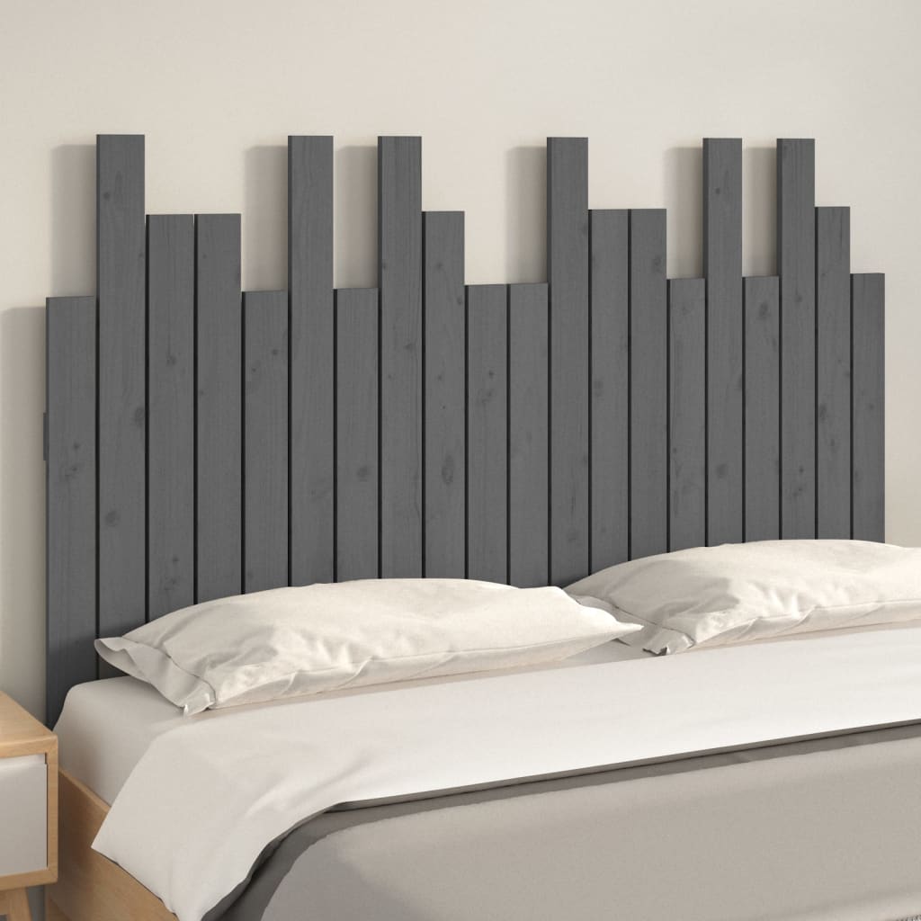 vidaXL Wezgłowie łóżka, szare, 127,5x3x80 cm, lite drewno sosnowe