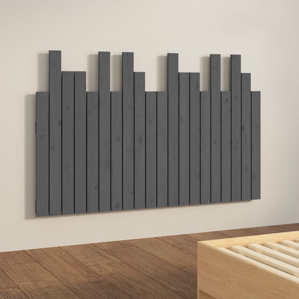 vidaXL Wezgłowie łóżka, szare, 127,5x3x80 cm, lite drewno sosnowe