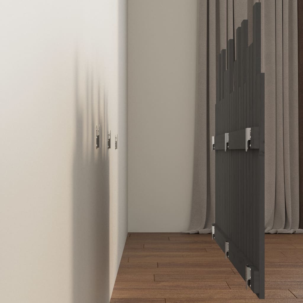 vidaXL Wezgłowie łóżka, szare, 127,5x3x80 cm, lite drewno sosnowe