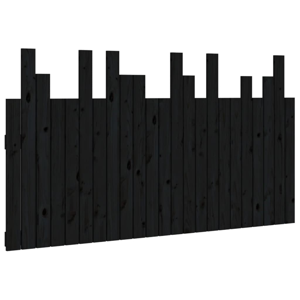 vidaXL Wezgłowie łóżka, czarne, 146,5x3x80 cm, lite drewno sosnowe