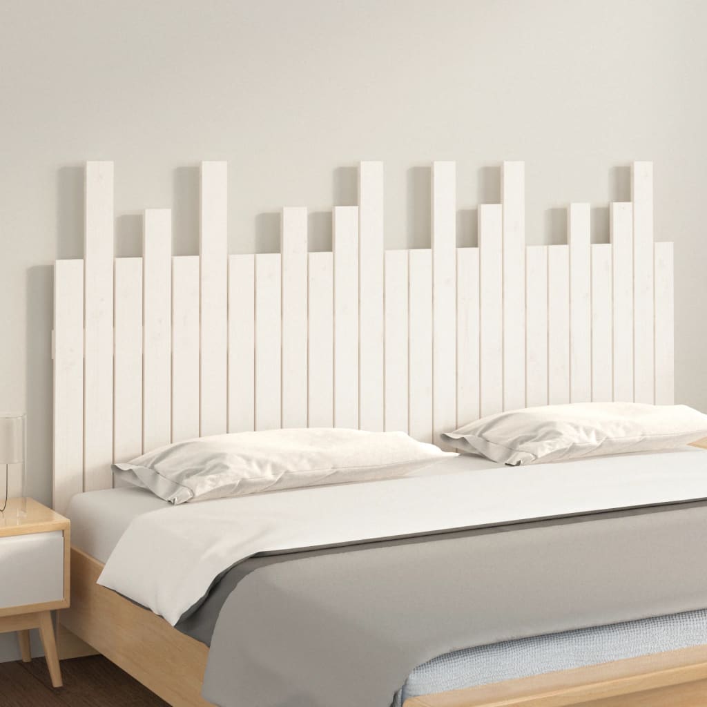 vidaXL Wezgłowie łóżka, białe, 159,5x3x80 cm, lite drewno sosnowe