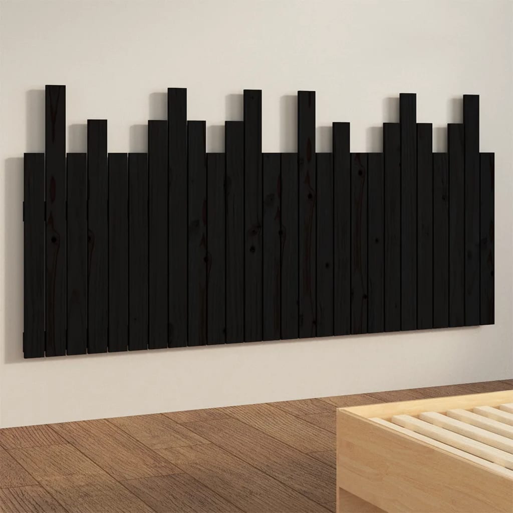 vidaXL Wezgłowie łóżka, czarne, 166x3x80 cm, lite drewno sosnowe