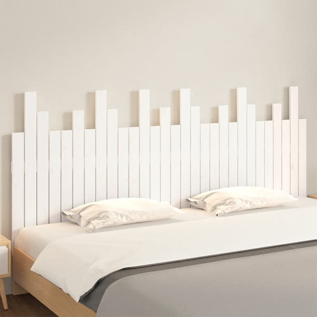 vidaXL Wezgłowie łóżka, białe, 185x3x80 cm, lite drewno sosnowe