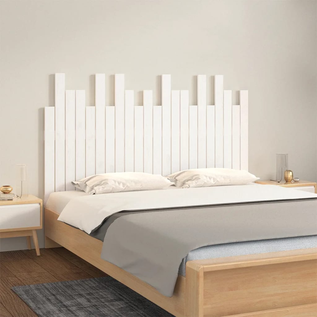 vidaXL Wezgłowie łóżka, białe, 140x3x80 cm, lite drewno sosnowe