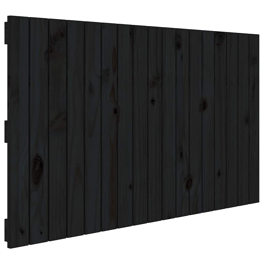 vidaXL Wezgłowie łóżka, czarne, 108x3x60 cm, lite drewno sosnowe