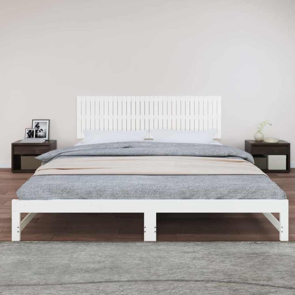 vidaXL Wezgłowie łóżka, białe, 204x3x60 cm, lite drewno sosnowe