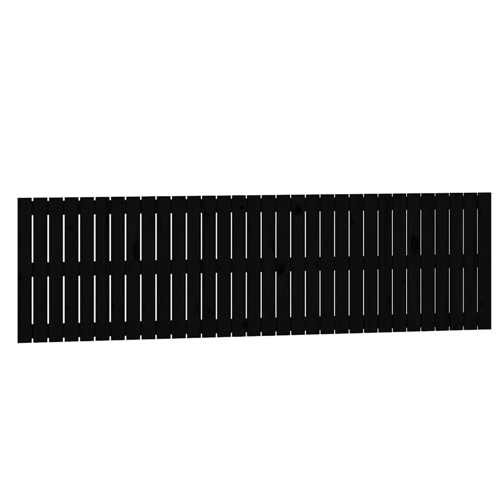 vidaXL Wezgłowie łóżka, czarne, 204x3x60 cm, lite drewno sosnowe